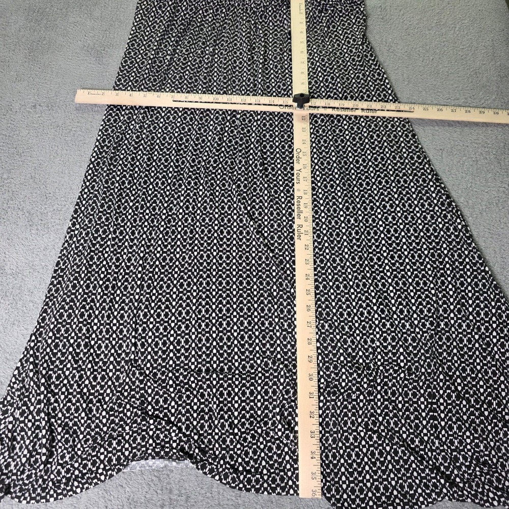 Anne Klein Womens 2X Maxi Dress Black White Geometric Lace-up Sleeveless 5827 - Picture 3 of 7